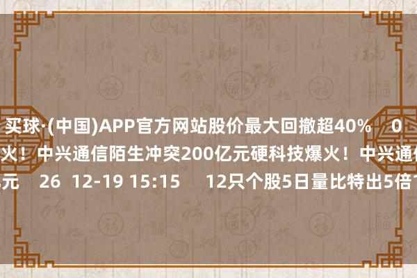 买球·(中国)APP官方网站股价最大回撤超40% 0 12-19 19:36 硬科技爆火!中兴通信陌生冲突200亿元硬科技爆火!中兴通信陌生冲突200亿元 26 12-19 1