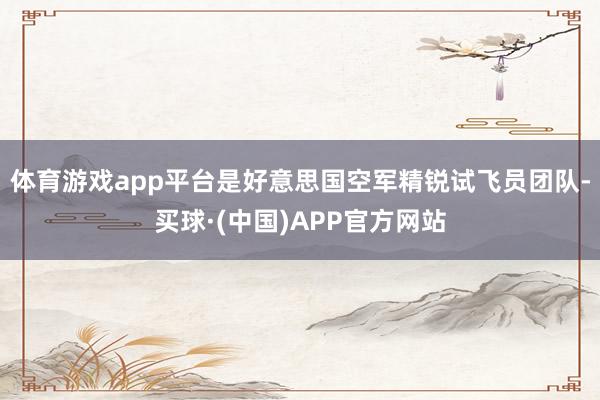 体育游戏app平台是好意思国空军精锐试飞员团队-买球·(中国)APP官方网站