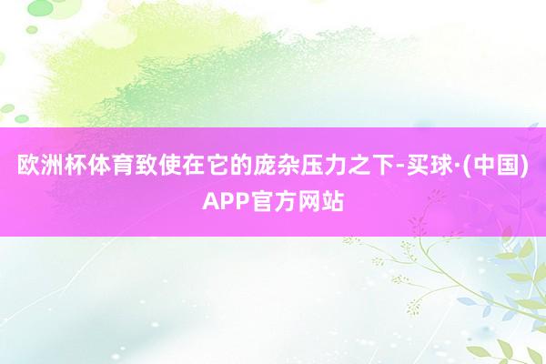 欧洲杯体育致使在它的庞杂压力之下-买球·(中国)APP官方网站