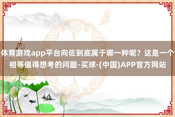 体育游戏app平台向佐到底属于哪一种呢？这是一个相等值得想考的问题-买球·(中国)APP官方网站