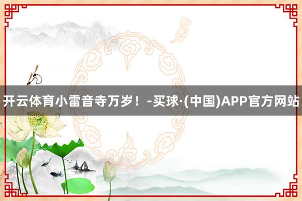开云体育小雷音寺万岁！-买球·(中国)APP官方网站