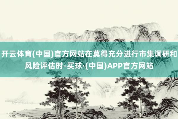 开云体育(中国)官方网站在莫得充分进行市集调研和风险评估时-买球·(中国)APP官方网站
