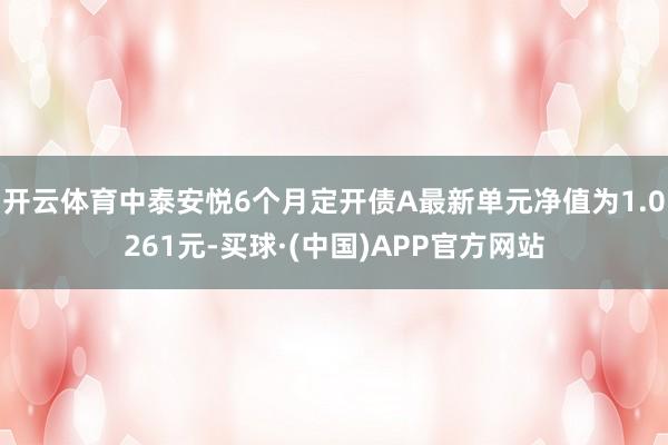 开云体育中泰安悦6个月定开债A最新单元净值为1.0261元-买球·(中国)APP官方网站