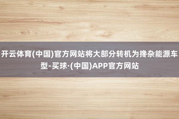 开云体育(中国)官方网站将大部分转机为搀杂能源车型-买球·(中国)APP官方网站