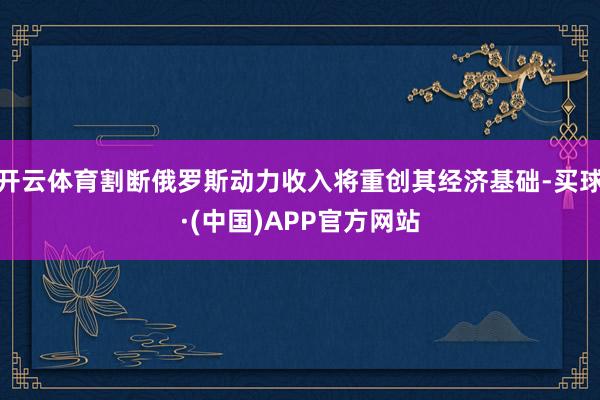 开云体育割断俄罗斯动力收入将重创其经济基础-买球·(中国)APP官方网站